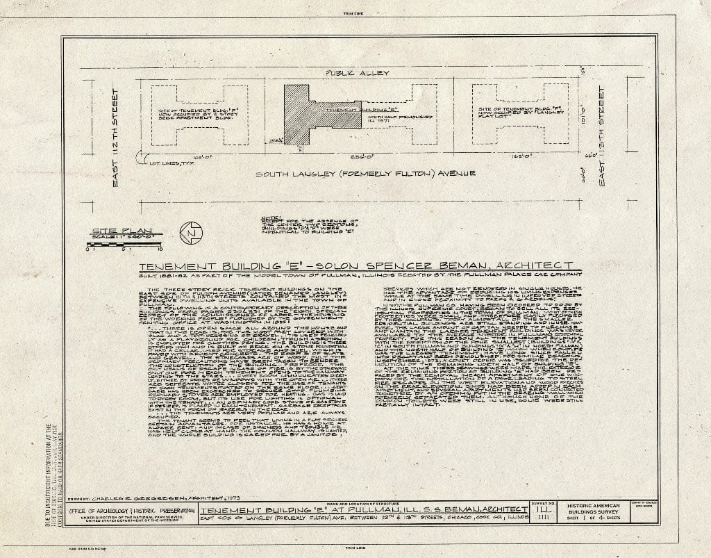 Blueprint HABS Ill,16-CHIG,102B- (Sheet 1 of 4) - Tenement Building E, Langley Avenue, Chicago, Cook County, IL