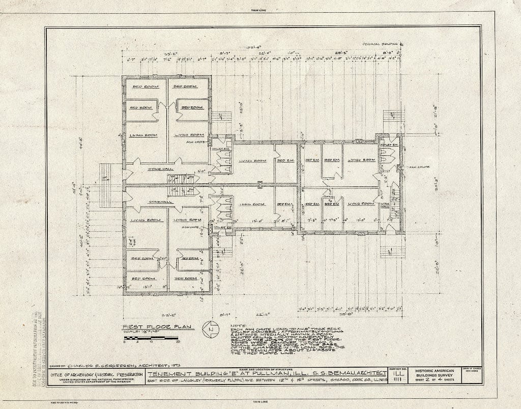 Blueprint HABS Ill,16-CHIG,102B- (Sheet 2 of 4) - Tenement Building E, Langley Avenue, Chicago, Cook County, IL