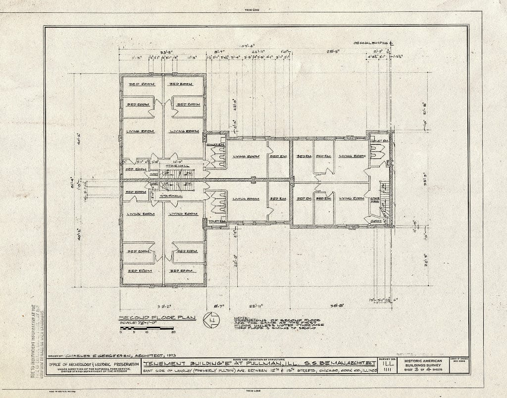 Blueprint HABS Ill,16-CHIG,102B- (Sheet 3 of 4) - Tenement Building E, Langley Avenue, Chicago, Cook County, IL