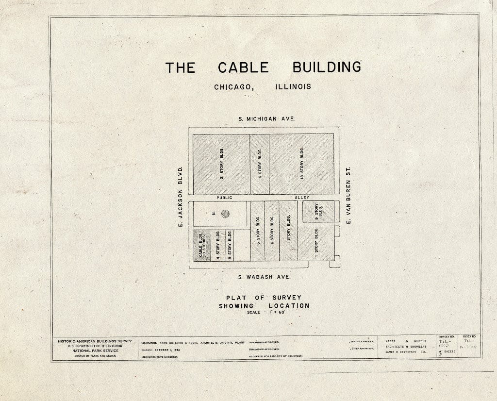 Blueprint HABS Ill,16-CHIG,8- (Sheet 0 of 5) - Cable Building, 57 East Jackson Boulevard, Chicago, Cook County, IL