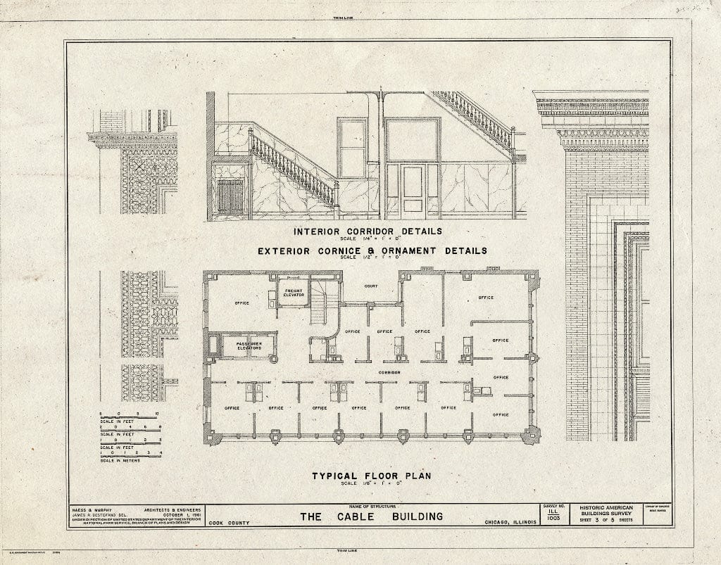 Blueprint HABS Ill,16-CHIG,8- (Sheet 3 of 5) - Cable Building, 57 East Jackson Boulevard, Chicago, Cook County, IL