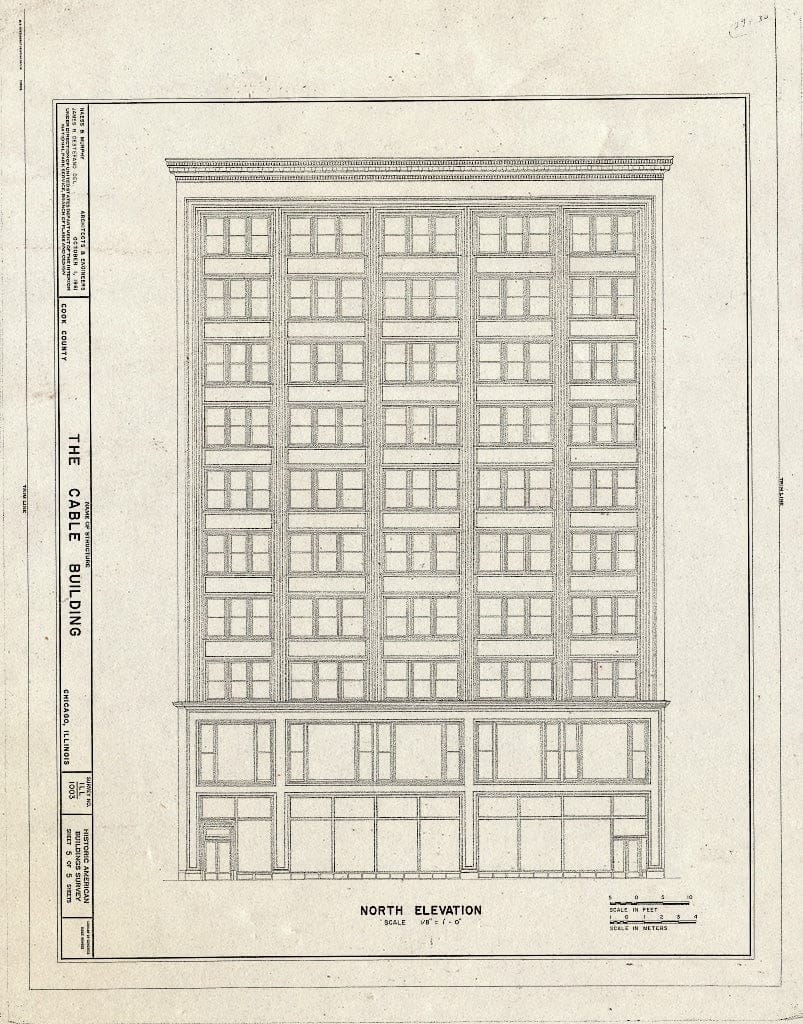 Blueprint HABS Ill,16-CHIG,8- (Sheet 5 of 5) - Cable Building, 57 East Jackson Boulevard, Chicago, Cook County, IL