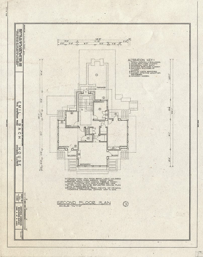 Blueprint HABS Ill,16-CHIG,83- (Sheet 3 of 6) - Emil Bach House, 7415 North Sheridan Road, Chicago, Cook County, IL