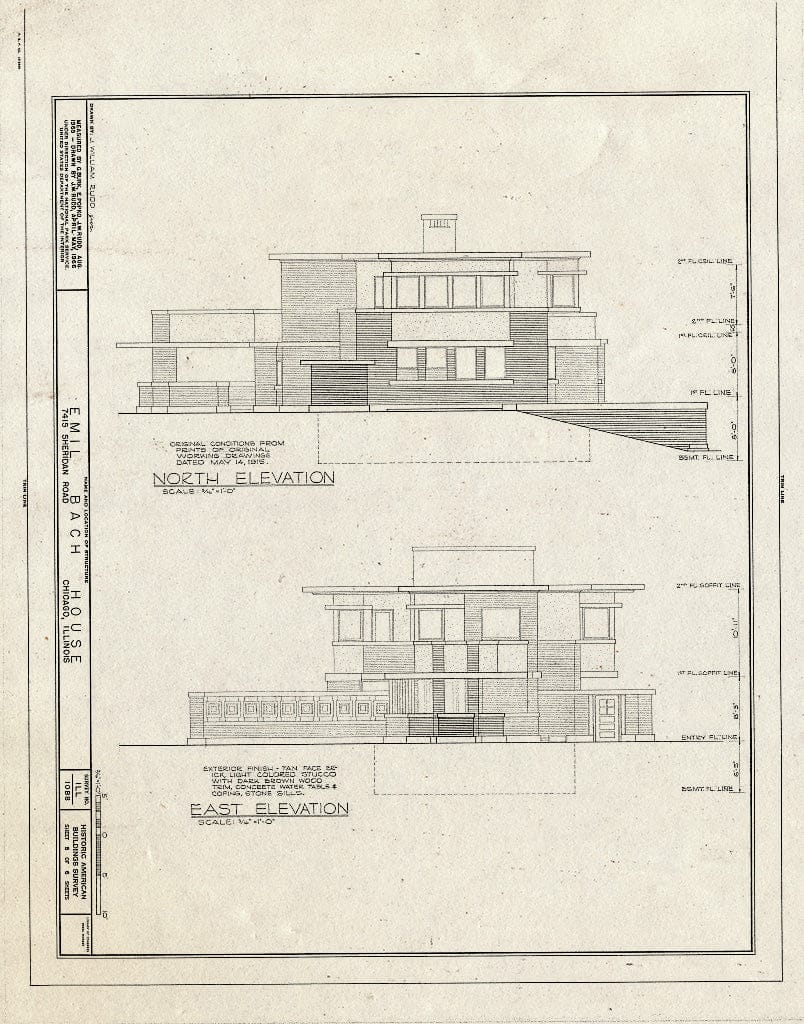 Blueprint HABS Ill,16-CHIG,83- (Sheet 5 of 6) - Emil Bach House, 7415 North Sheridan Road, Chicago, Cook County, IL