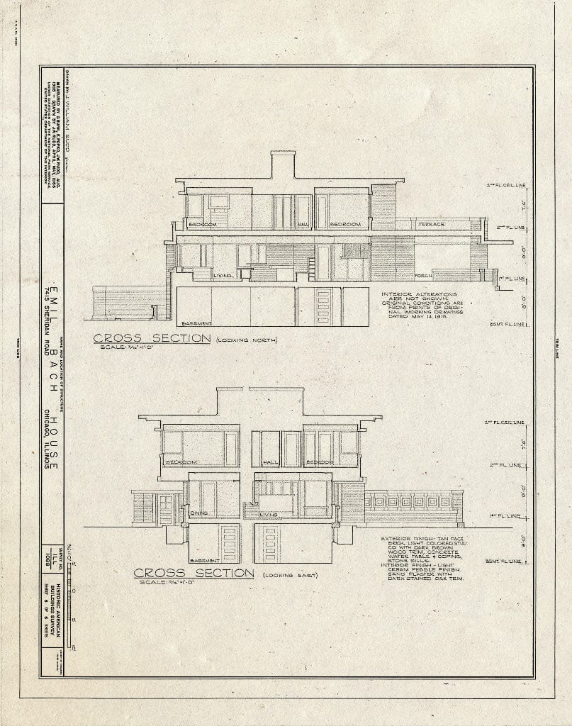 Blueprint HABS Ill,16-CHIG,83- (Sheet 6 of 6) - Emil Bach House, 7415 North Sheridan Road, Chicago, Cook County, IL