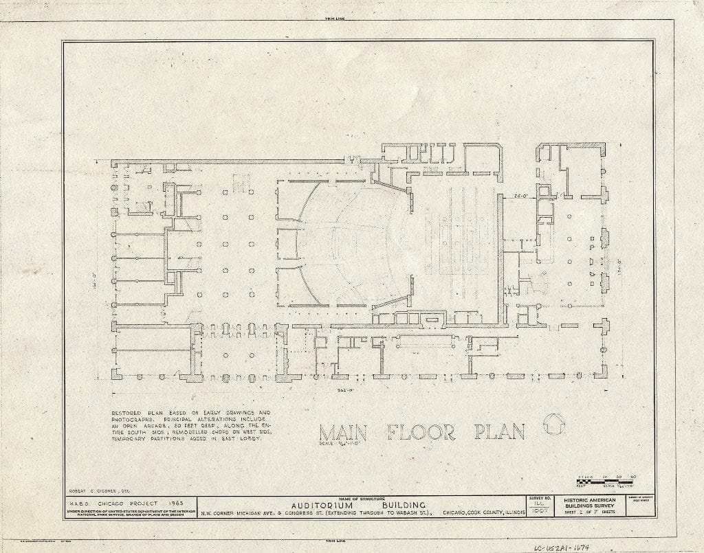 Blueprint HABS Ill,16-CHIG,39- (Sheet 2 of 7) - Auditorium Building, 430 South Michigan Avenue, Chicago, Cook County, IL
