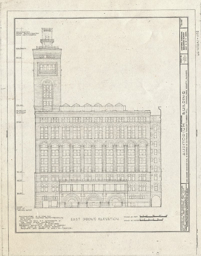 Blueprint HABS Ill,16-CHIG,39- (Sheet 3 of 7) - Auditorium Building, 430 South Michigan Avenue, Chicago, Cook County, IL