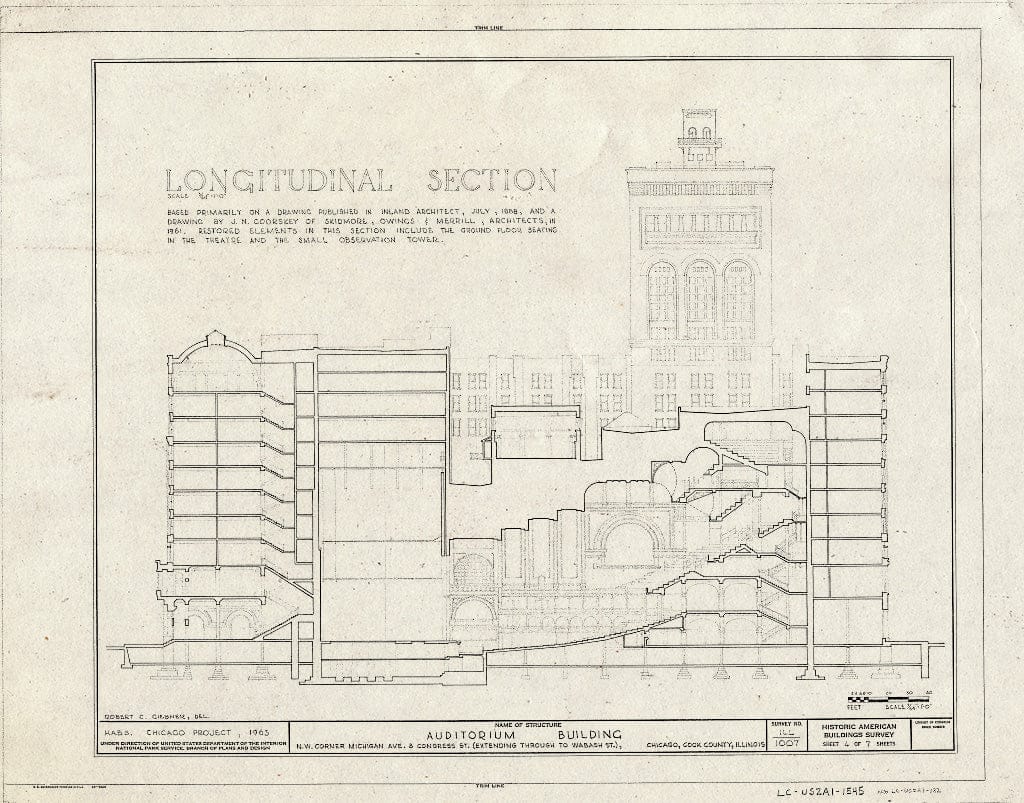 Blueprint HABS Ill,16-CHIG,39- (Sheet 4 of 7) - Auditorium Building, 430 South Michigan Avenue, Chicago, Cook County, IL