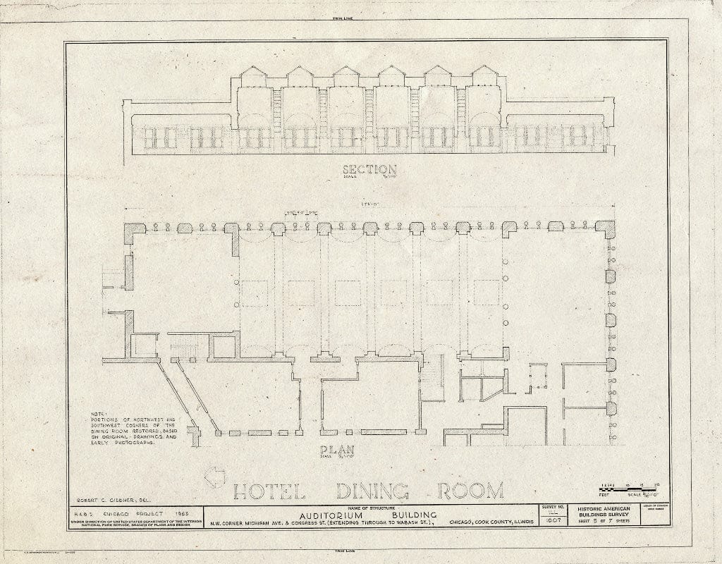 Blueprint HABS Ill,16-CHIG,39- (Sheet 5 of 7) - Auditorium Building, 430 South Michigan Avenue, Chicago, Cook County, IL