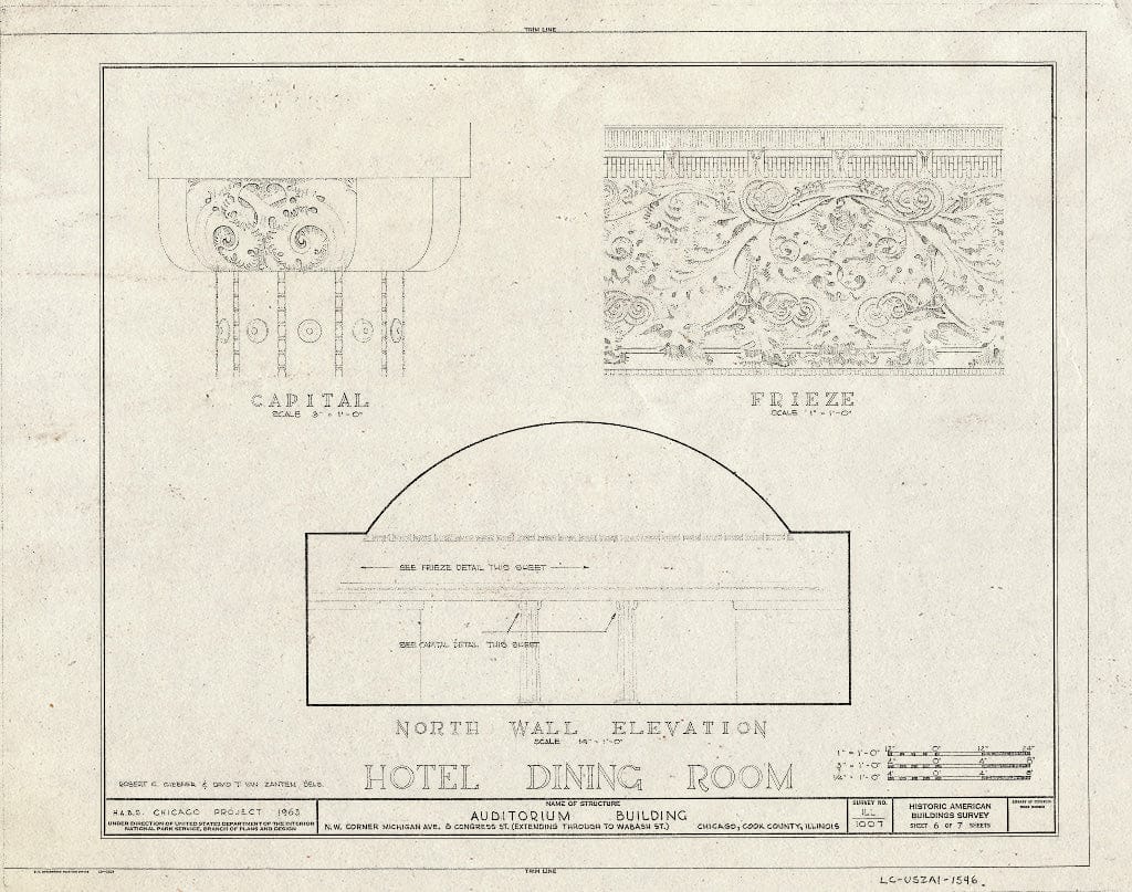 Blueprint HABS Ill,16-CHIG,39- (Sheet 6 of 7) - Auditorium Building, 430 South Michigan Avenue, Chicago, Cook County, IL