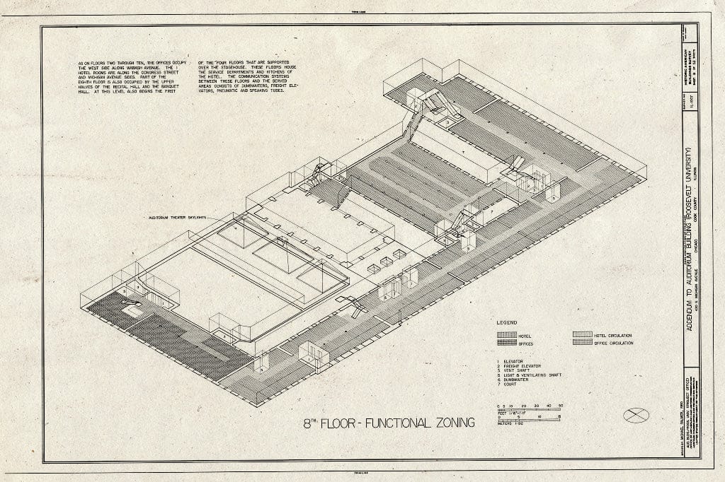 Blueprint HABS Ill,16-CHIG,39- (Sheet 8 of 53) - Auditorium Building, 430 South Michigan Avenue, Chicago, Cook County, IL