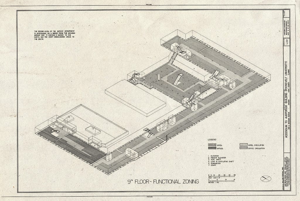 Blueprint HABS Ill,16-CHIG,39- (Sheet 9 of 53) - Auditorium Building, 430 South Michigan Avenue, Chicago, Cook County, IL