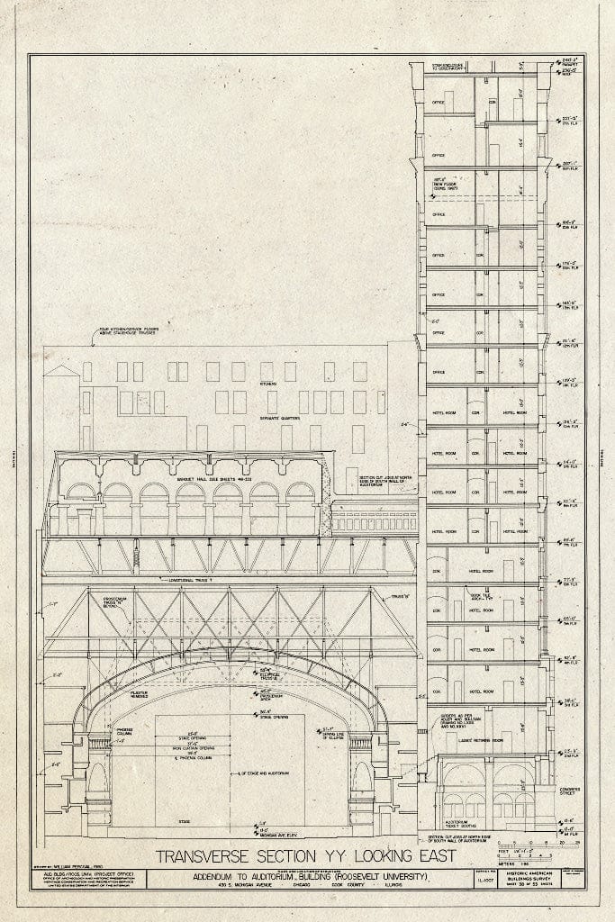 Blueprint HABS Ill,16-CHIG,39- (Sheet 38 of 53) - Auditorium Building, 430 South Michigan Avenue, Chicago, Cook County, IL
