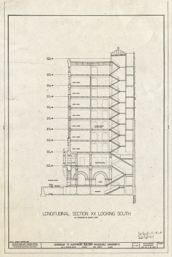 Blueprint HABS Ill,16-CHIG,39- (Sheet 39 of 53) - Auditorium Building, 430 South Michigan Avenue, Chicago, Cook County, IL