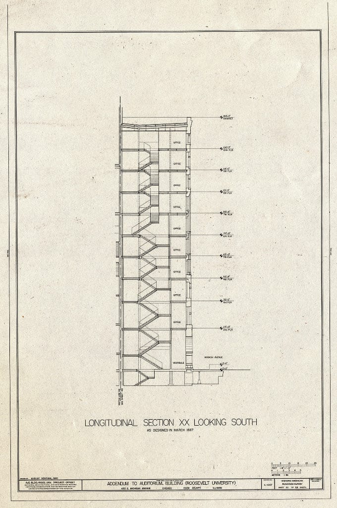 Blueprint HABS Ill,16-CHIG,39- (Sheet 41 of 53) - Auditorium Building, 430 South Michigan Avenue, Chicago, Cook County, IL