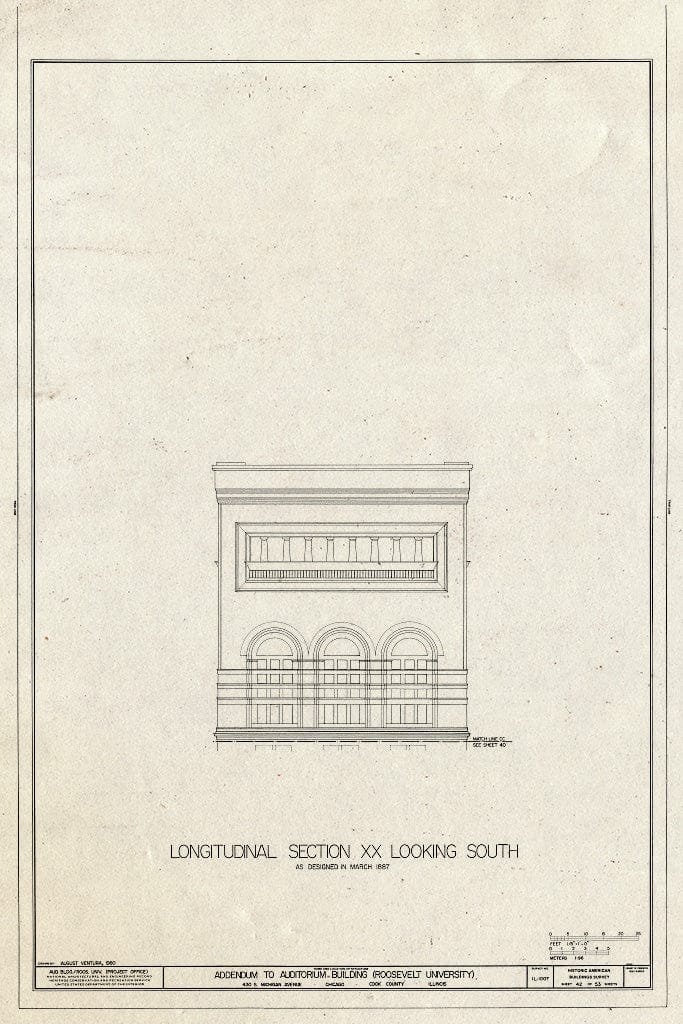 Blueprint HABS Ill,16-CHIG,39- (Sheet 42 of 53) - Auditorium Building, 430 South Michigan Avenue, Chicago, Cook County, IL