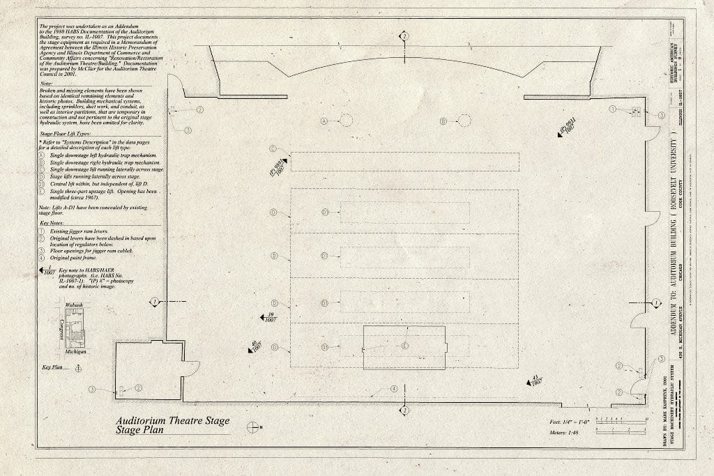Blueprint HABS Ill,16-CHIG,39- (Sheet 1 of 9) - Auditorium Building, 430 South Michigan Avenue, Chicago, Cook County, IL