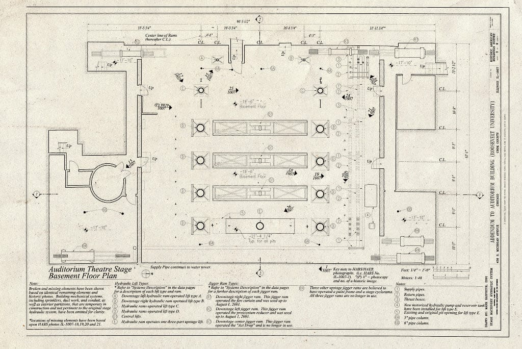 Blueprint HABS Ill,16-CHIG,39- (Sheet 3 of 9) - Auditorium Building, 430 South Michigan Avenue, Chicago, Cook County, IL