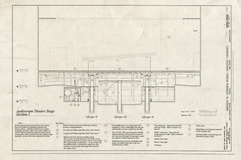 Blueprint HABS Ill,16-CHIG,39- (Sheet 6 of 9) - Auditorium Building, 430 South Michigan Avenue, Chicago, Cook County, IL