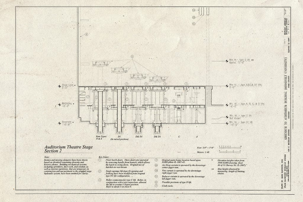 Blueprint HABS Ill,16-CHIG,39- (Sheet 7 of 9) - Auditorium Building, 430 South Michigan Avenue, Chicago, Cook County, IL