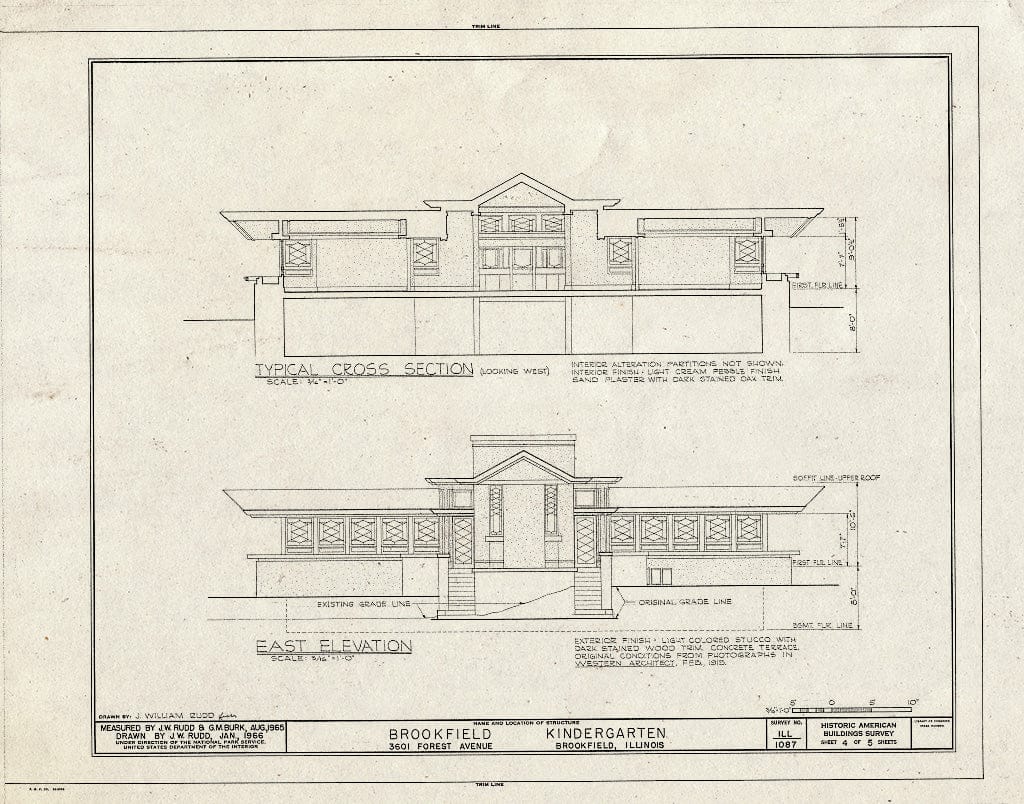 Blueprint HABS Ill,16-Brook,1- (Sheet 4 of 5) - Brookfield Kindergarten, 3601 Forest Avenue, Brookfield, Cook County, IL