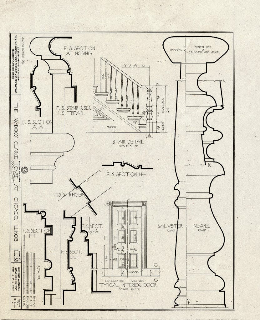 Blueprint HABS Ill,16-CHIG,4- (Sheet 4 of 6) - Henry Clarke House, 4526 South Wabash Avenue (Moved from Michigan Avenue), Chicago, Cook County, IL