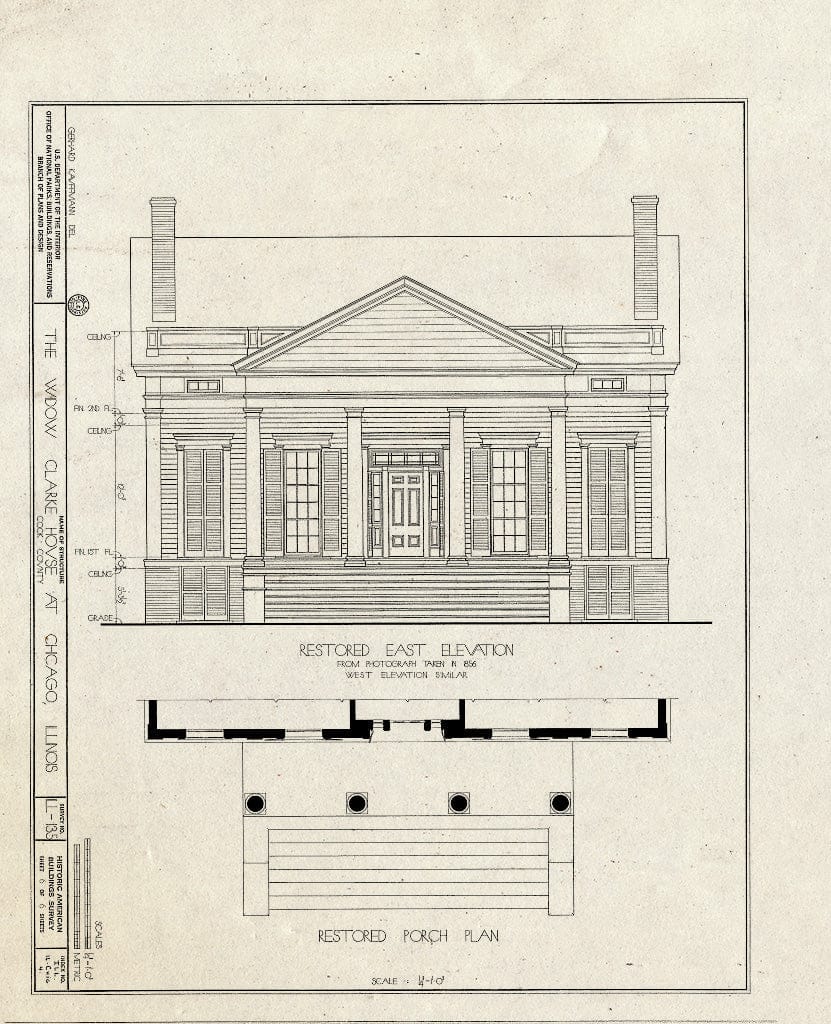 Blueprint HABS Ill,16-CHIG,4- (Sheet 6 of 6) - Henry Clarke House, 4526 South Wabash Avenue (Moved from Michigan Avenue), Chicago, Cook County, IL