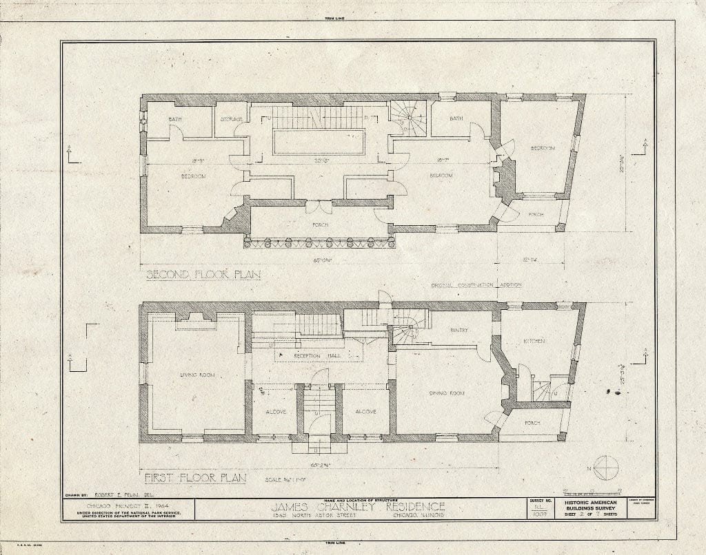 Blueprint HABS Ill,16-CHIG,12- (Sheet 2 of 7) - James Charnley House, 1365 North Astor Street, Chicago, Cook County, IL