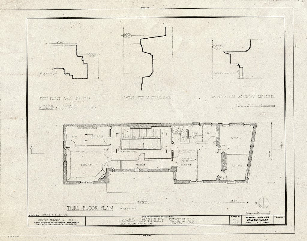 Blueprint HABS Ill,16-CHIG,12- (Sheet 3 of 7) - James Charnley House, 1365 North Astor Street, Chicago, Cook County, IL