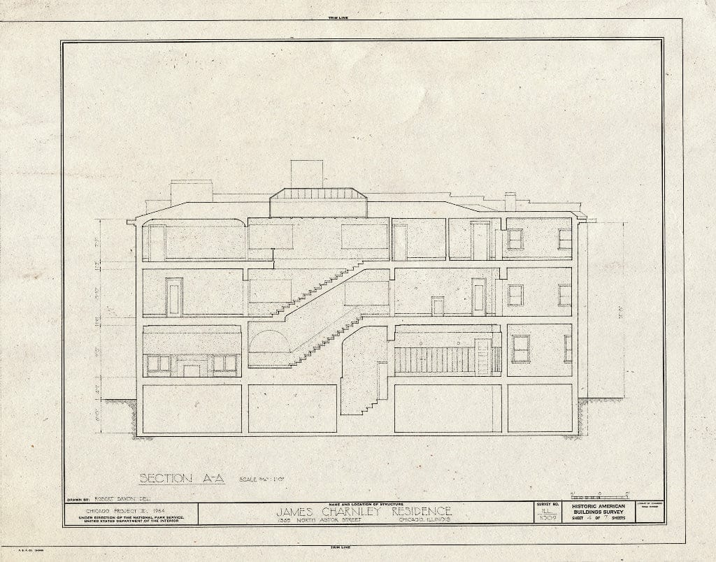 Blueprint HABS Ill,16-CHIG,12- (Sheet 4 of 7) - James Charnley House, 1365 North Astor Street, Chicago, Cook County, IL