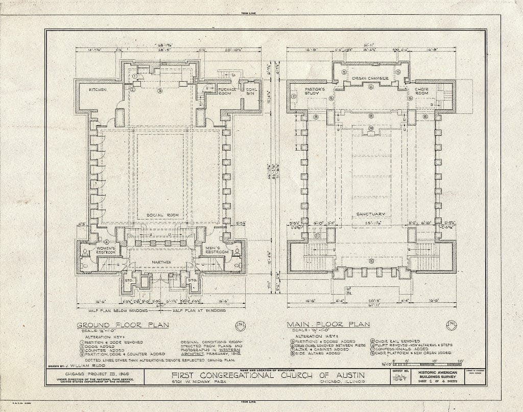 Blueprint HABS Ill,16-CHIG,68- (Sheet 2 of 4) - First Congregational Church of Austin, 5701 West Midway Park, Chicago, Cook County, IL