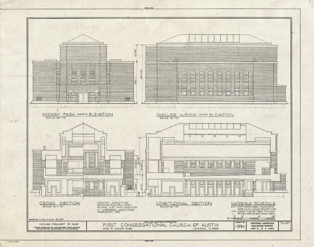 Blueprint HABS Ill,16-CHIG,68- (Sheet 3 of 4) - First Congregational Church of Austin, 5701 West Midway Park, Chicago, Cook County, IL
