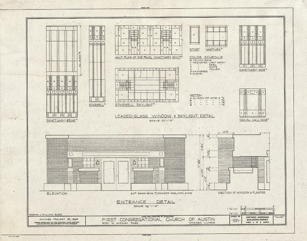 Blueprint HABS Ill,16-CHIG,68- (Sheet 4 of 4) - First Congregational Church of Austin, 5701 West Midway Park, Chicago, Cook County, IL