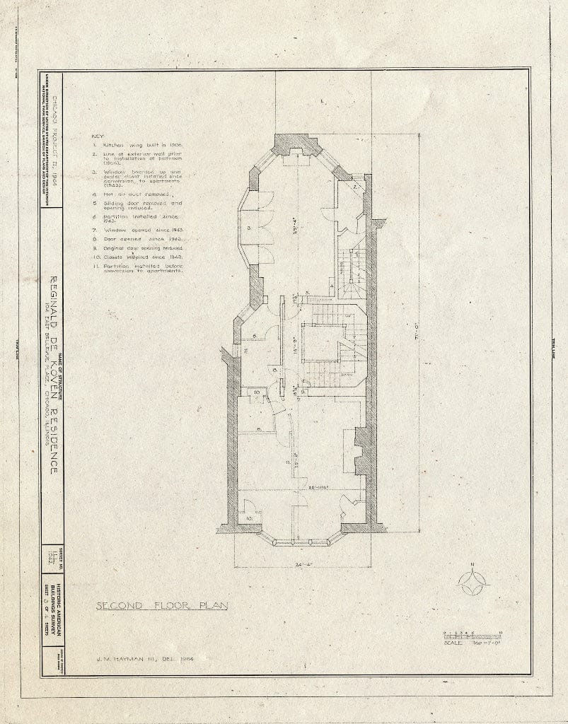 Blueprint HABS Ill,16-CHIG,44- (Sheet 3 of 4) - Reginald DeKoven House, 104 East Bellevue Place, Chicago, Cook County, IL