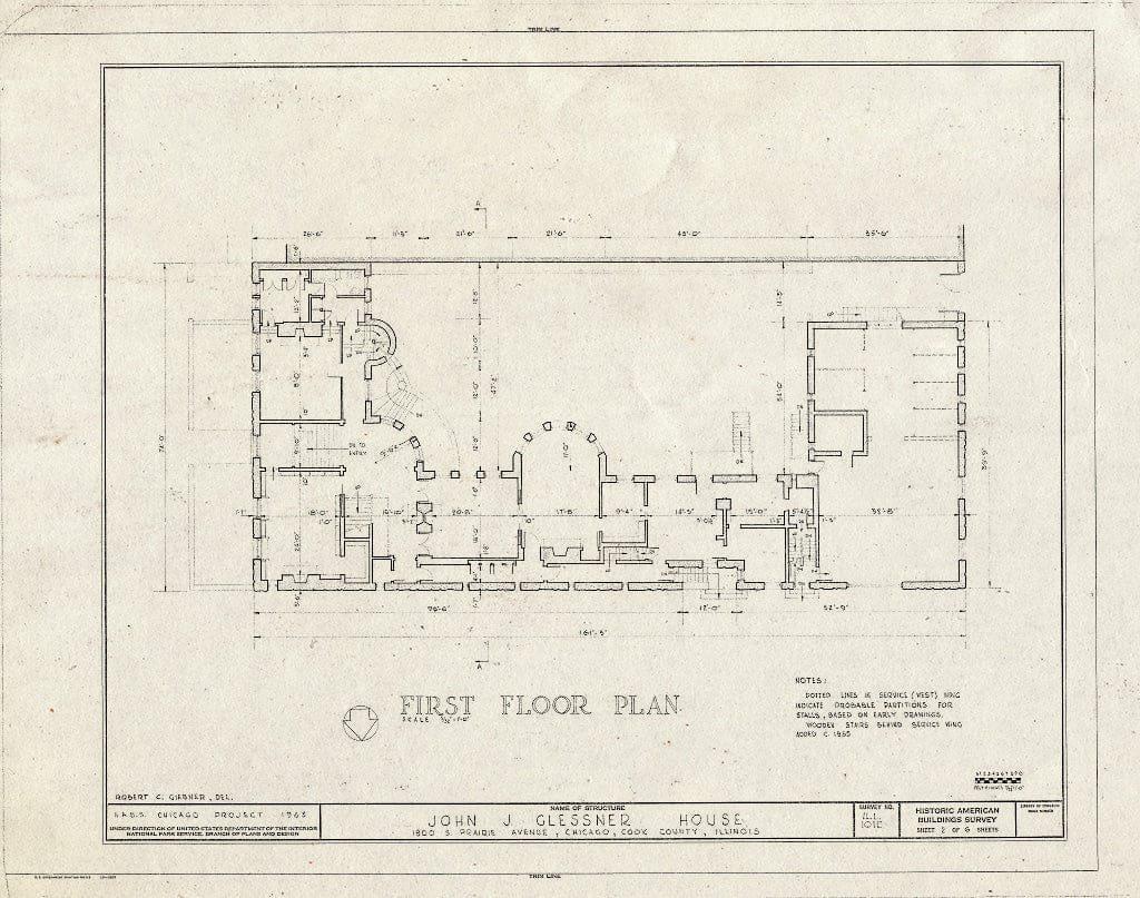 Blueprint HABS Ill,16-CHIG,17- (Sheet 2 of 6) - John J. Glessner House, 1800 South Prairie Avenue, Chicago, Cook County, IL