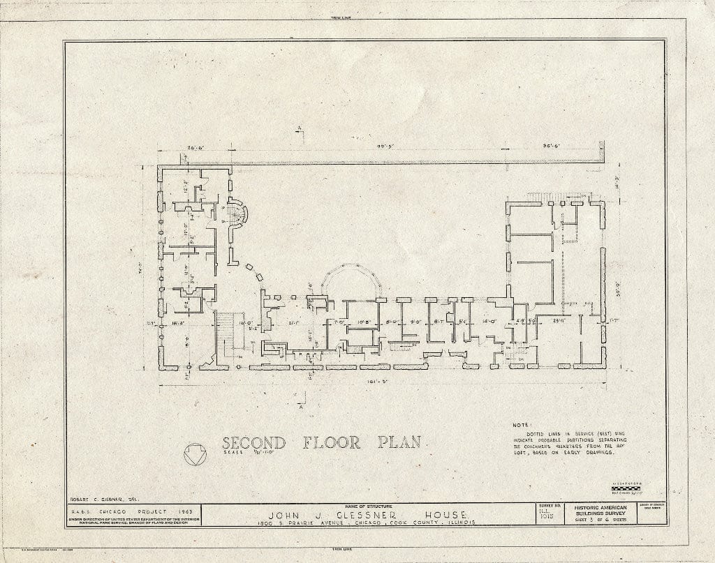 Blueprint HABS Ill,16-CHIG,17- (Sheet 3 of 6) - John J. Glessner House, 1800 South Prairie Avenue, Chicago, Cook County, IL