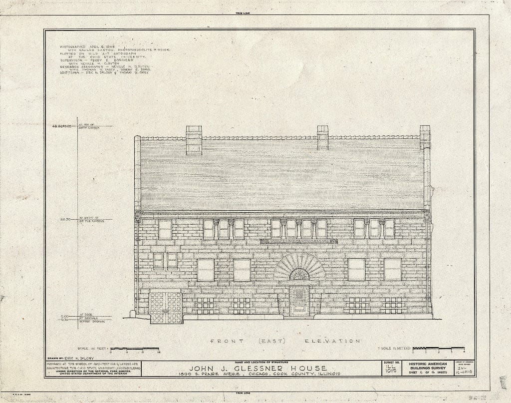 Blueprint HABS Ill,16-CHIG,17- (Sheet 6 of 6) - John J. Glessner House, 1800 South Prairie Avenue, Chicago, Cook County, IL