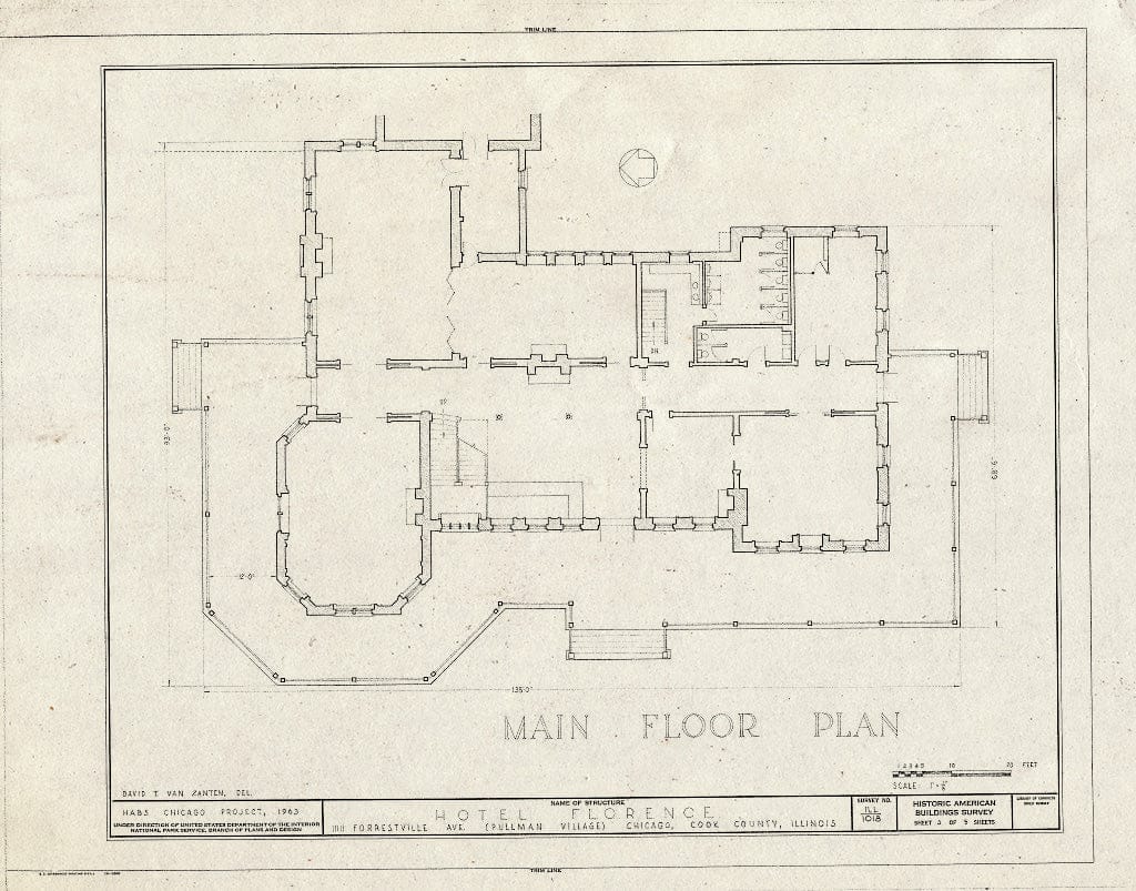 Blueprint HABS Ill,16-CHIG,20- (Sheet 3 of 5) - Hotel Florence, 11111 South Forrestville Avenue, Chicago, Cook County, IL