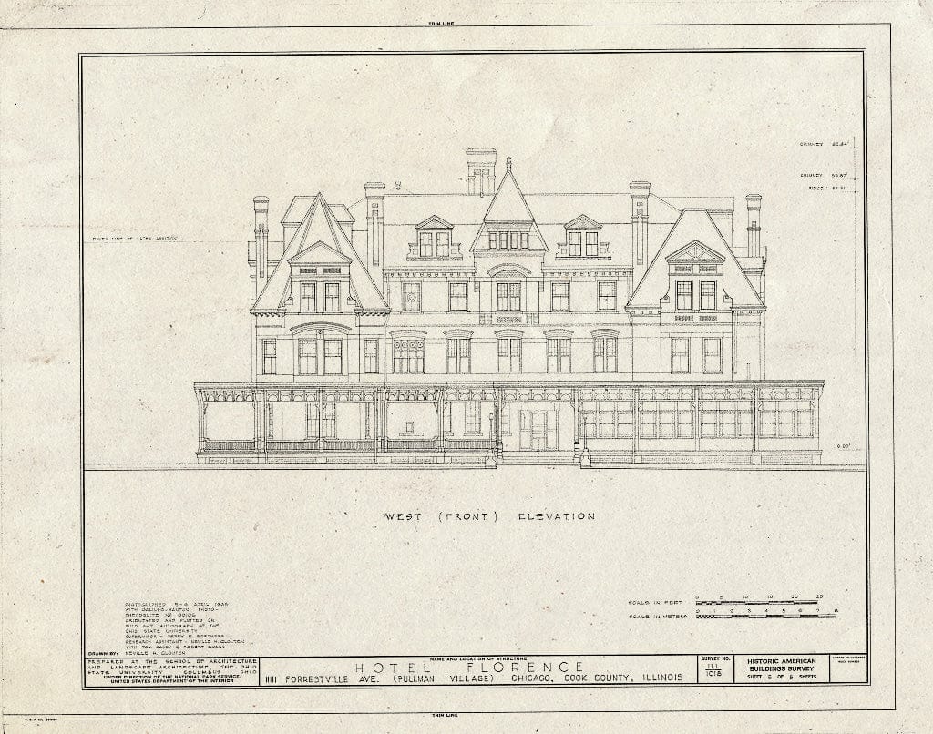 Blueprint HABS Ill,16-CHIG,20- (Sheet 5 of 5) - Hotel Florence, 11111 South Forrestville Avenue, Chicago, Cook County, IL