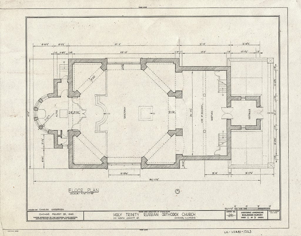 Blueprint HABS Ill,16-CHIG,71- (Sheet 2 of 3) - Holy Trinity Russian & Greek Orthodox Church, 1121 North Leavitt Street, Chicago, Cook County, IL