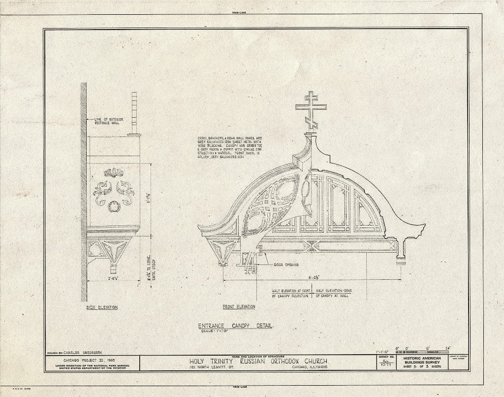 Blueprint HABS Ill,16-CHIG,71- (Sheet 3 of 3) - Holy Trinity Russian & Greek Orthodox Church, 1121 North Leavitt Street, Chicago, Cook County, IL