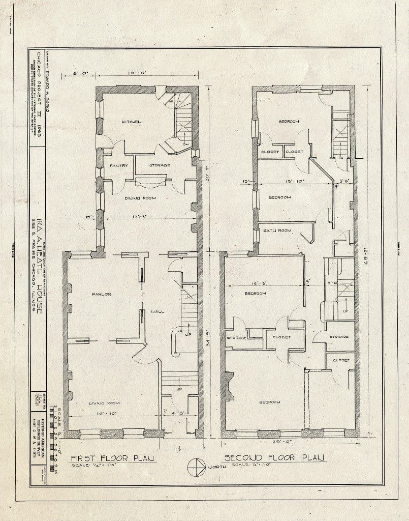 Blueprint HABS Ill,16-CHIG,67- (Sheet 2 of 3) - Ira A. Heath House, 3132 South Prairie Avenue, Chicago, Cook County, IL