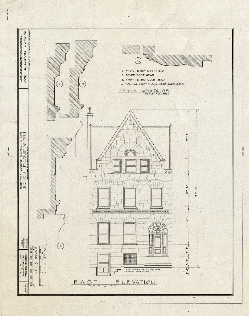 Blueprint HABS Ill,16-CHIG,67- (Sheet 3 of 3) - Ira A. Heath House, 3132 South Prairie Avenue, Chicago, Cook County, IL