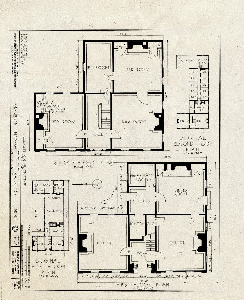 Blueprint HABS Ill,34-NAU,1- (Sheet 2 of 5) - Mansion House, Main & Water Streets, Nauvoo, Hancock County, IL