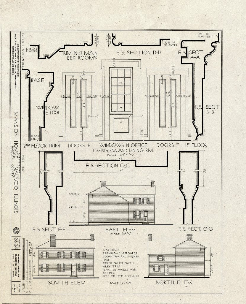 Blueprint HABS Ill,34-NAU,1- (Sheet 3 of 5) - Mansion House, Main & Water Streets, Nauvoo, Hancock County, IL