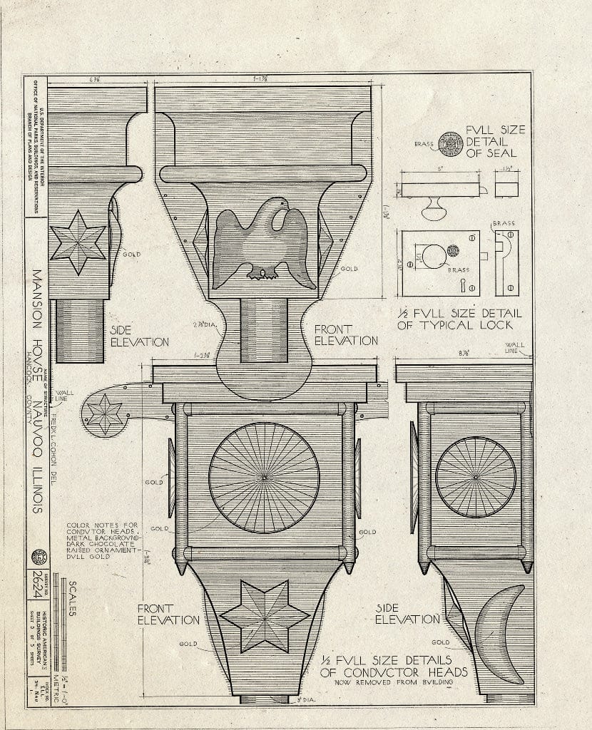 Blueprint HABS Ill,34-NAU,1- (Sheet 5 of 5) - Mansion House, Main & Water Streets, Nauvoo, Hancock County, IL