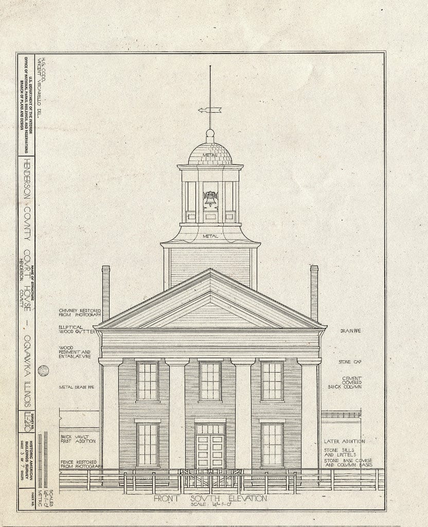 Blueprint HABS Ill,36-OQUA,1- (Sheet 3 of 7) - Henderson County Courthouse, Fourth & Warren Streets, Oquawka, Henderson County, IL