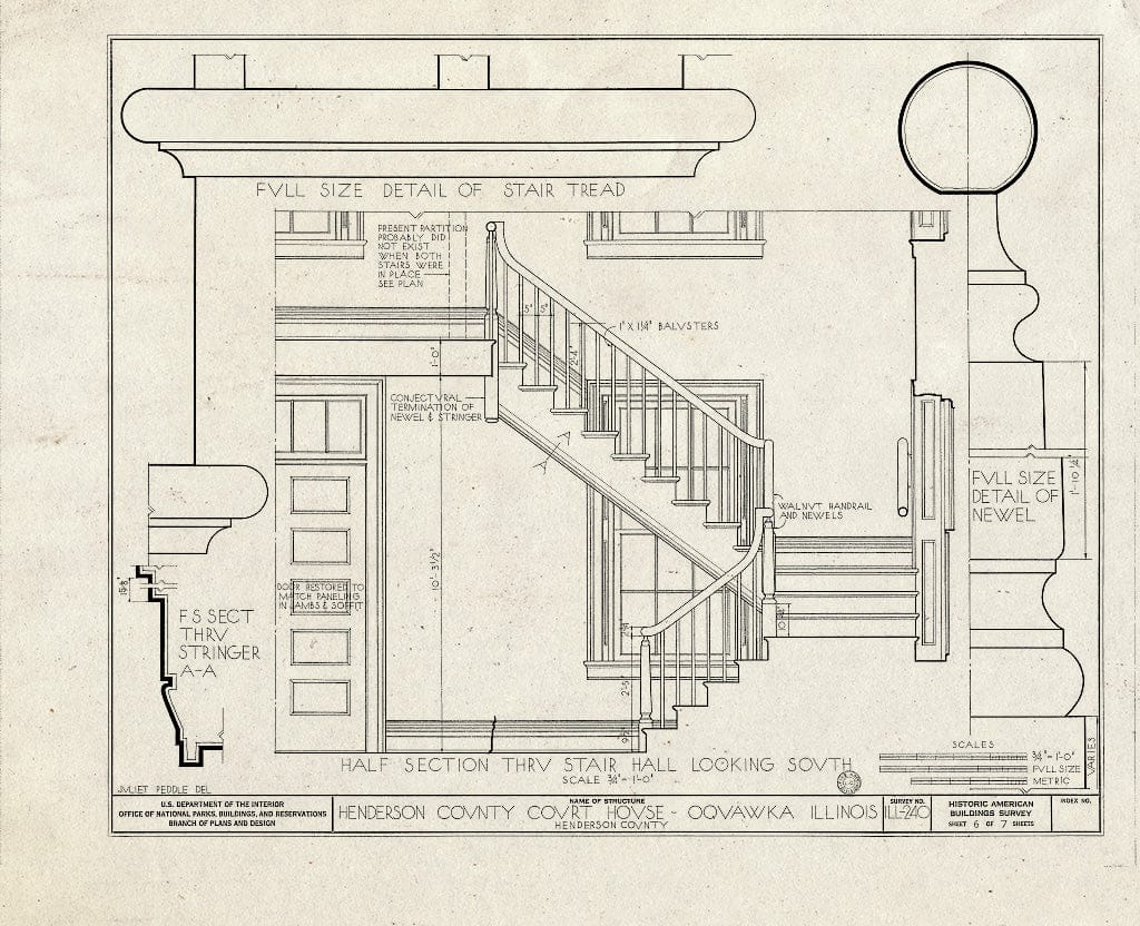Blueprint HABS Ill,36-OQUA,1- (Sheet 6 of 7) - Henderson County Courthouse, Fourth & Warren Streets, Oquawka, Henderson County, IL