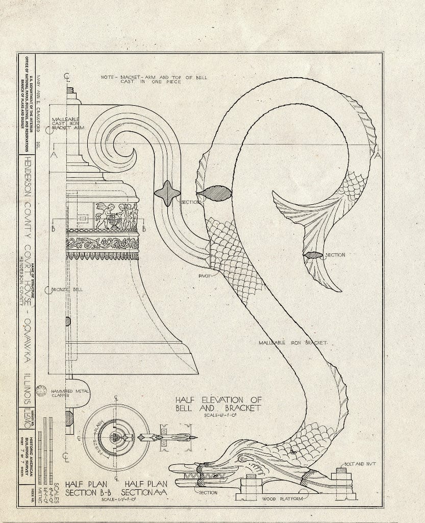 Blueprint HABS Ill,36-OQUA,1- (Sheet 7 of 7) - Henderson County Courthouse, Fourth & Warren Streets, Oquawka, Henderson County, IL