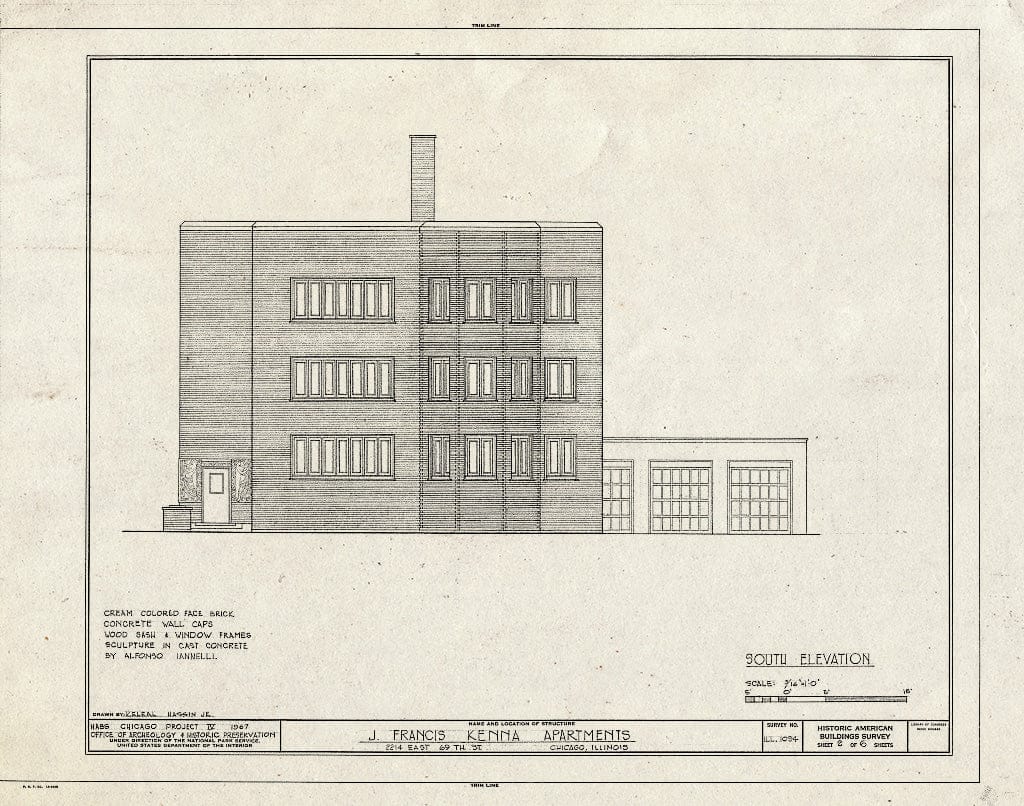Blueprint HABS Ill,16-CHIG,84- (Sheet 2 of 6) - John Francis Kenna Apartments, 2214 East Sixty-Ninth Street, Chicago, Cook County, IL